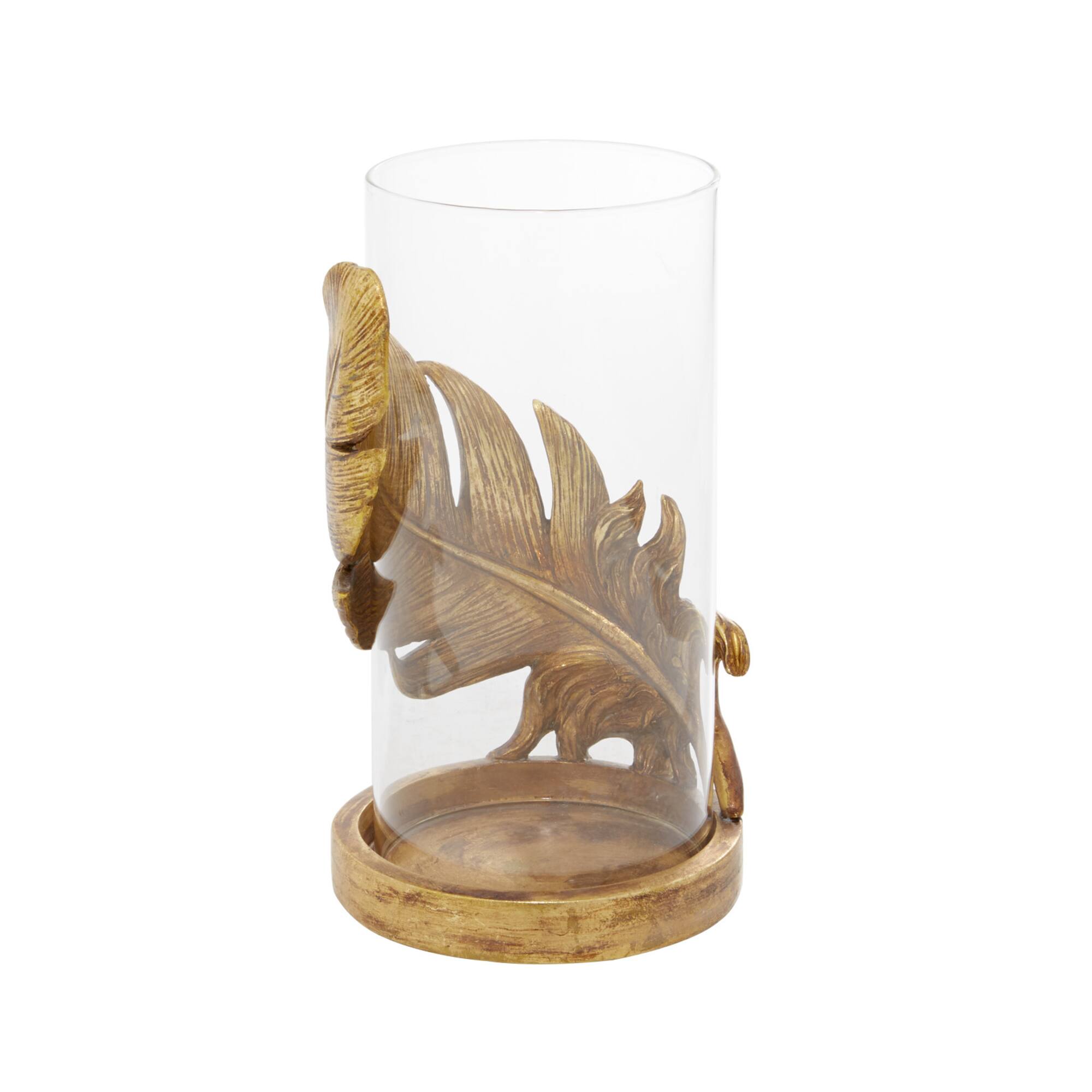 10" Gold Leaf Glass Traditional Candlestick Holder
